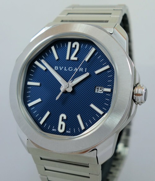 불가리 옥토 로마 41mm 워치 스테인리스 스틸 블루