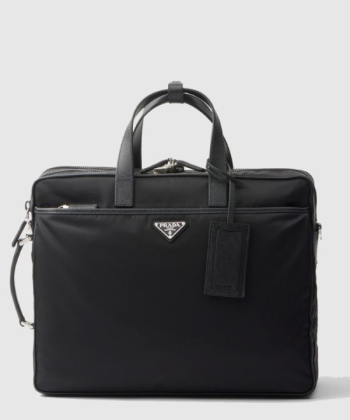 프라다 리나일론 및 사피아노 가죽 브리프케이스 2VE015