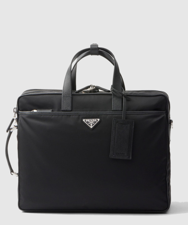 프라다 리나일론 및 사피아노 가죽 브리프케이스 2VE015