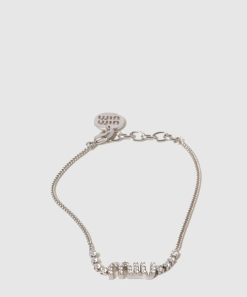 미우미우 크리스털 장식 메탈 브레이슬릿 5IB454