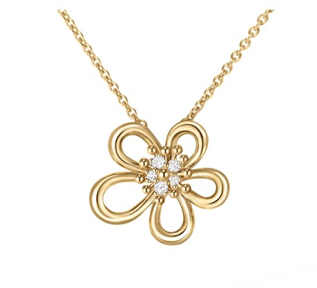 반클리프 플라워레이스 펜던트 목걸이 옐로우골드