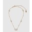 발렌티노 크리스털 및 진주 장식 브이로고 시그니처 메탈 네크리스