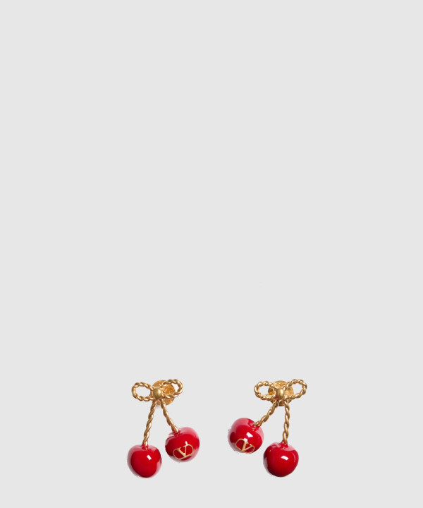 발렌티노 체리픽 메탈 & 에나멜 이어링 6W0J0Z