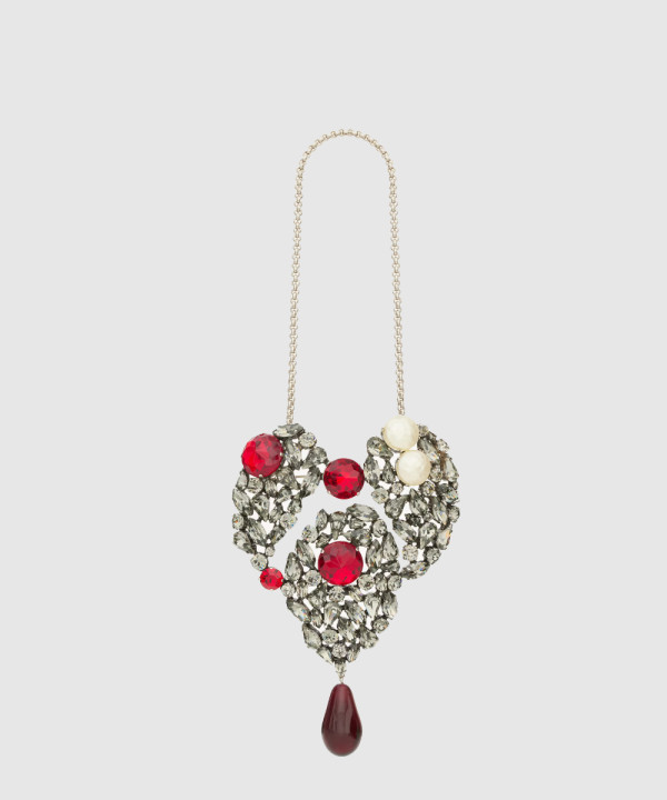 생로랑 메탈 소재의 크리스탈 하트 네크리 806498
