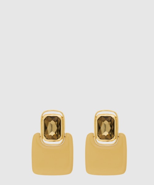 생로랑 레진과 메탈 소재의 카보숑 스퀘어 이어링 800770