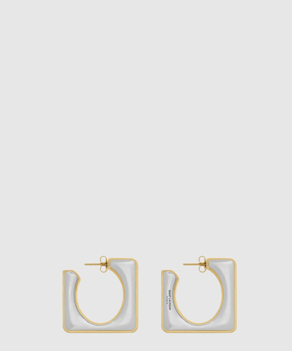 생로랑 메탈 소재의 스플릿 스퀘어 후프 이어링 788138