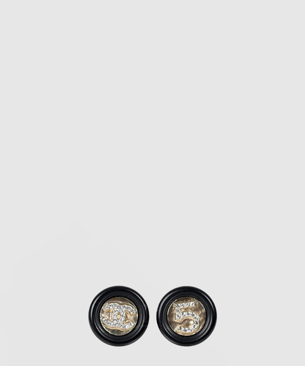샤넬 라운드 블랙 이어링 AB6225