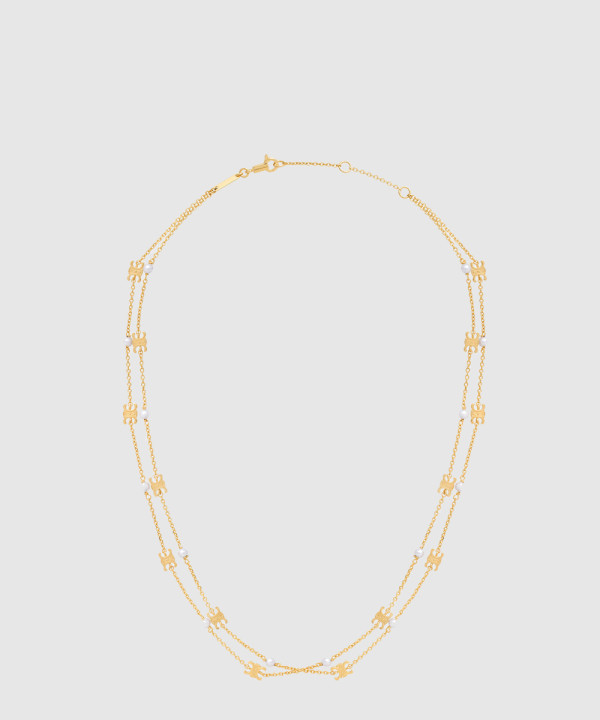 셀린느 트리옹프 펄 더블 목걸이 460PK6