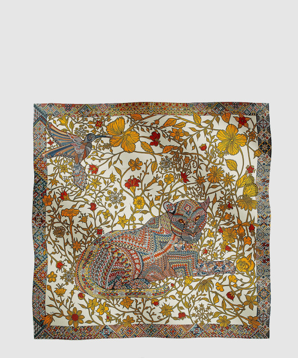 에르메스 Le Jaguar et Le Colibri 숄 140