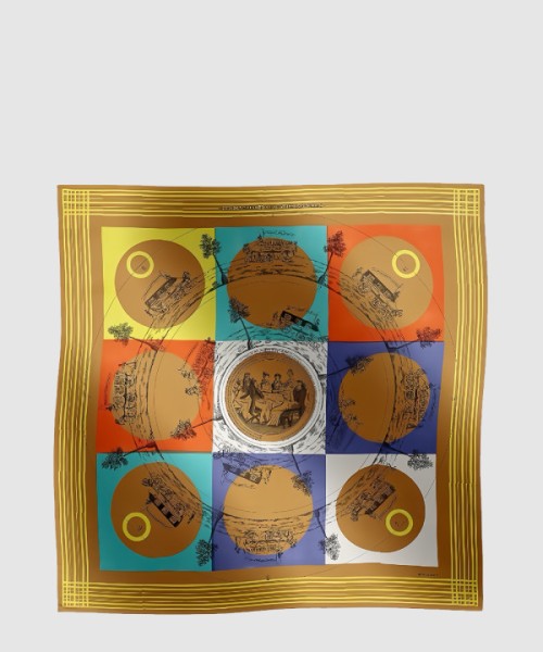 에르메스 Jeu des Omnibus et Dames Blanches au Tampon 스카프 140