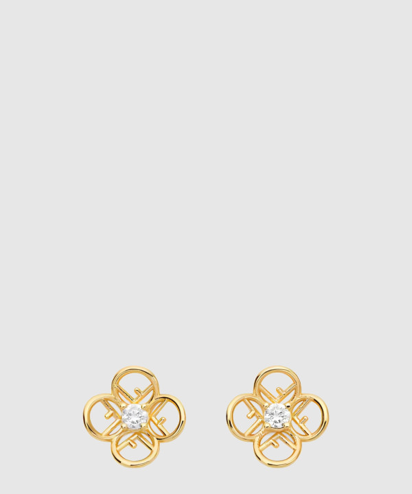 펜디 꽃 모양 이어링 8AK546