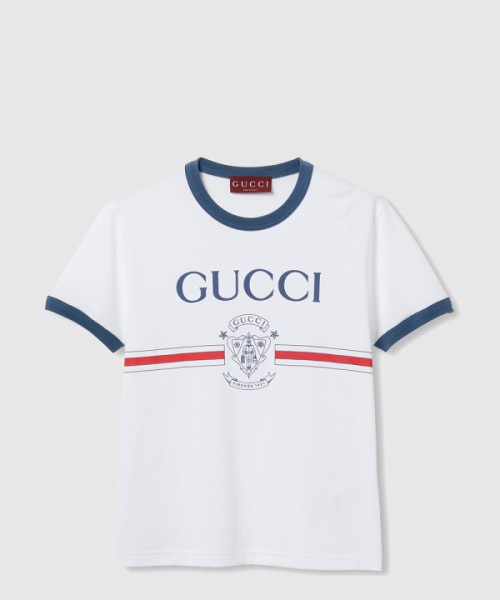 구찌 프린트 디테일의 코튼 저지 티셔츠