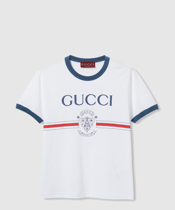 구찌 프린트 디테일의 코튼 저지 티셔츠