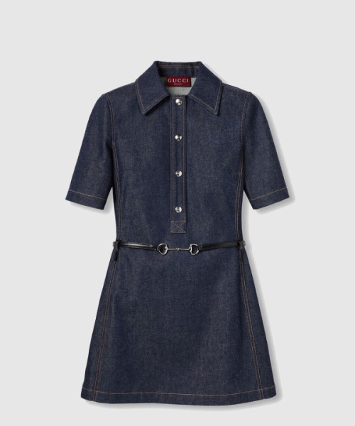 구찌 홀스빗 데님 미니 드레스