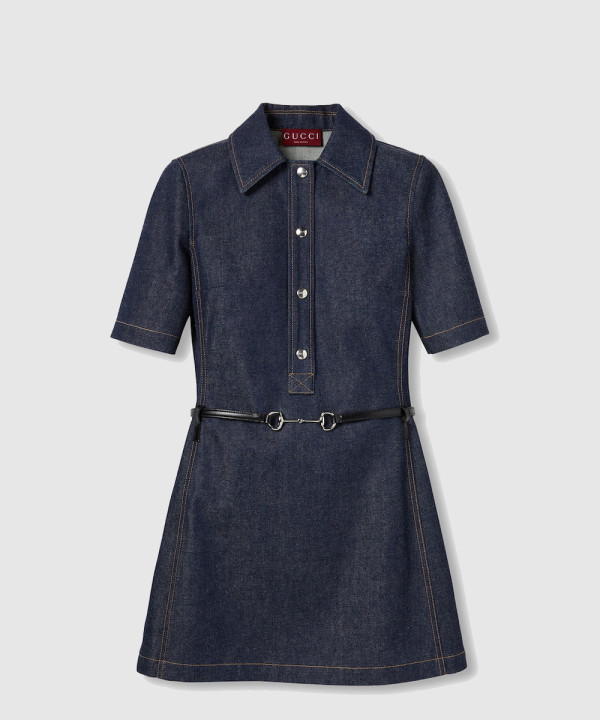 구찌 홀스빗 데님 미니 드레스