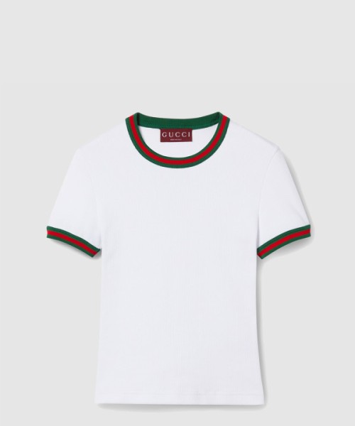 구찌 코튼 리브 티셔츠