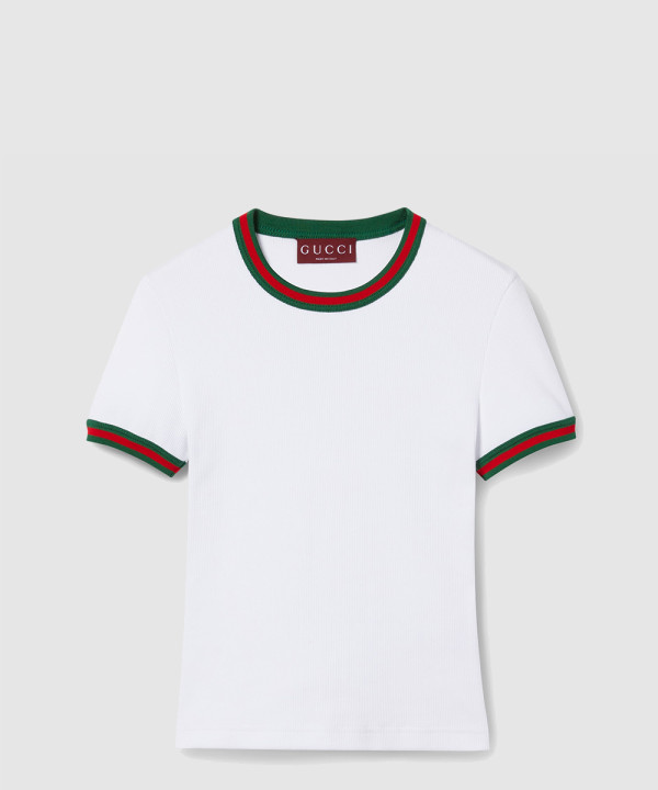 구찌 코튼 리브 티셔츠