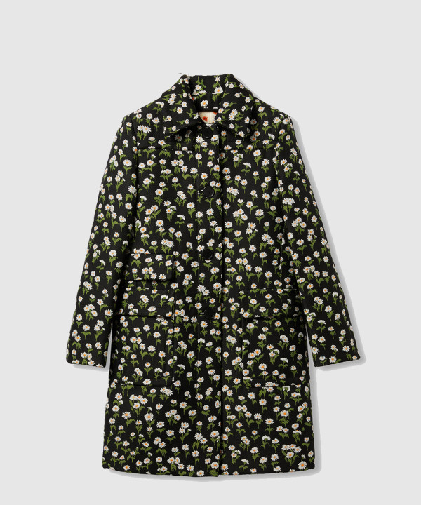 구찌 플로라 크레이프 싱글 브레스트 코트