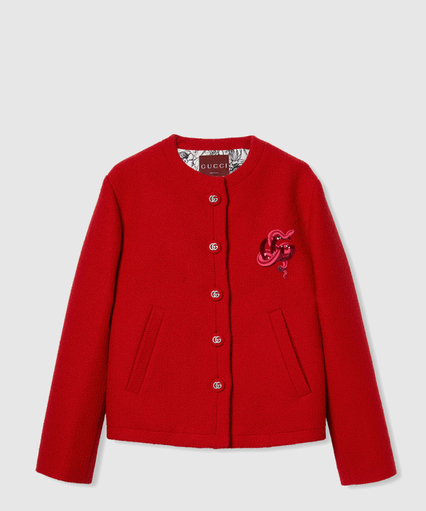 구찌 자수 울 부클레 재킷