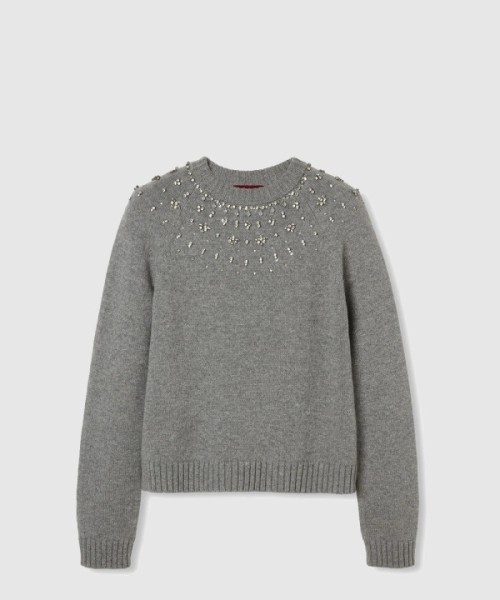 구찌 크리스탈 장식 울 캐시미어 혼합 스웨터