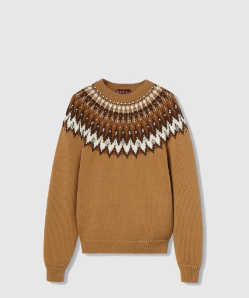 구찌 노르웨지안 울 자카드 스웨터
