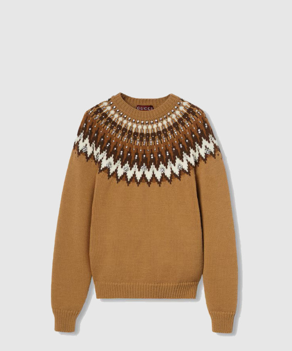 구찌 노르웨지안 울 자카드 스웨터