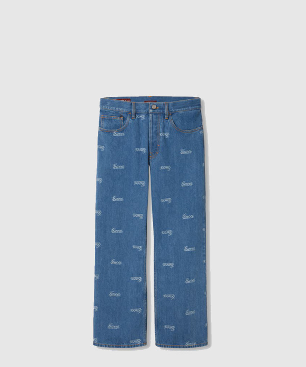 구찌 로우 웨이스트 크롭 데님 팬츠