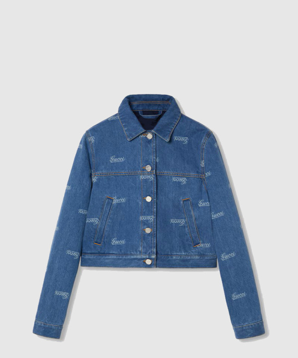 구찌 레이저 디테일의 데님 재킷