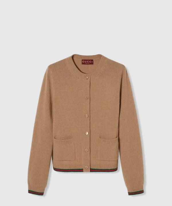 구찌 웹 디테일 캐시미어 가디건