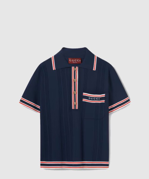 구찌 스트라이프 트리밍 폴로 탑