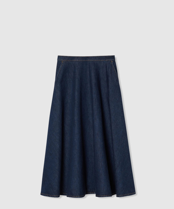 구찌 코튼 롱 데님 스커트