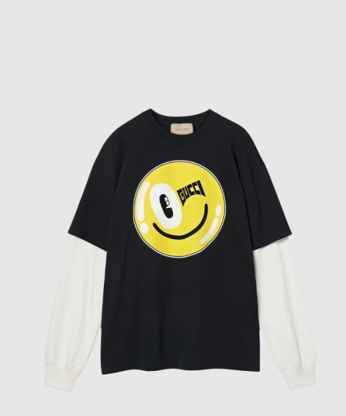 구찌 니트 면 프린트 티셔츠