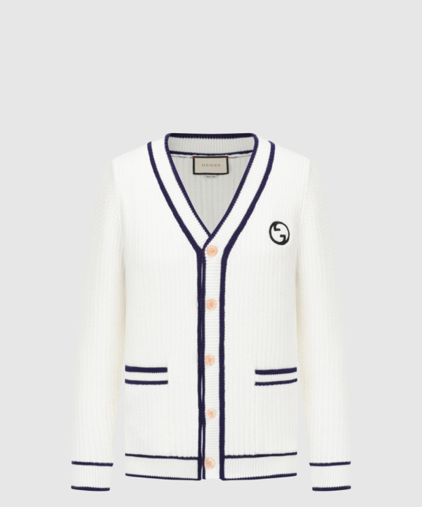 구찌 로고 자수 웨빙 니트 가디건