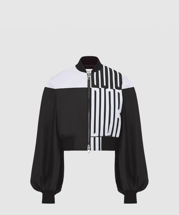 디올 비숍 슬리브 크롭 봄버 재킷