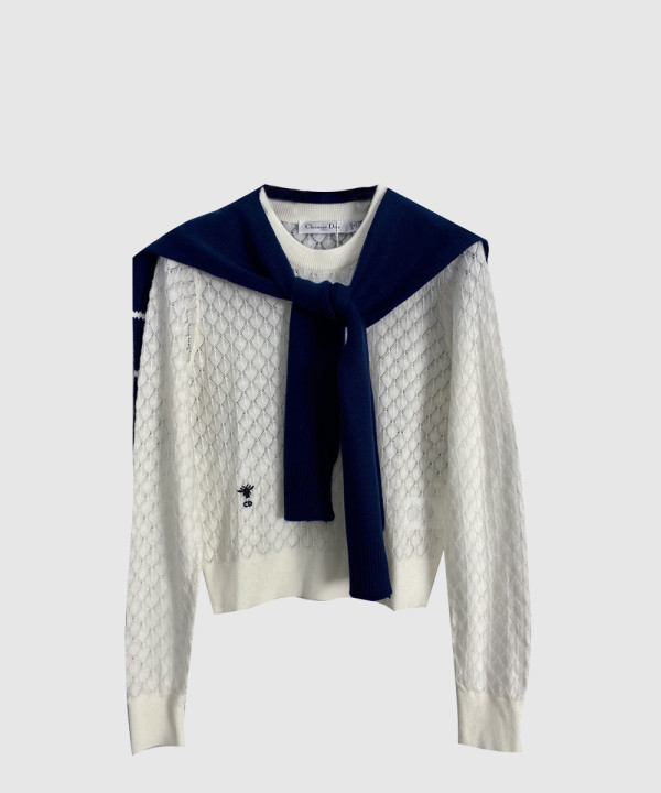 디올 로고 쇼트 코트