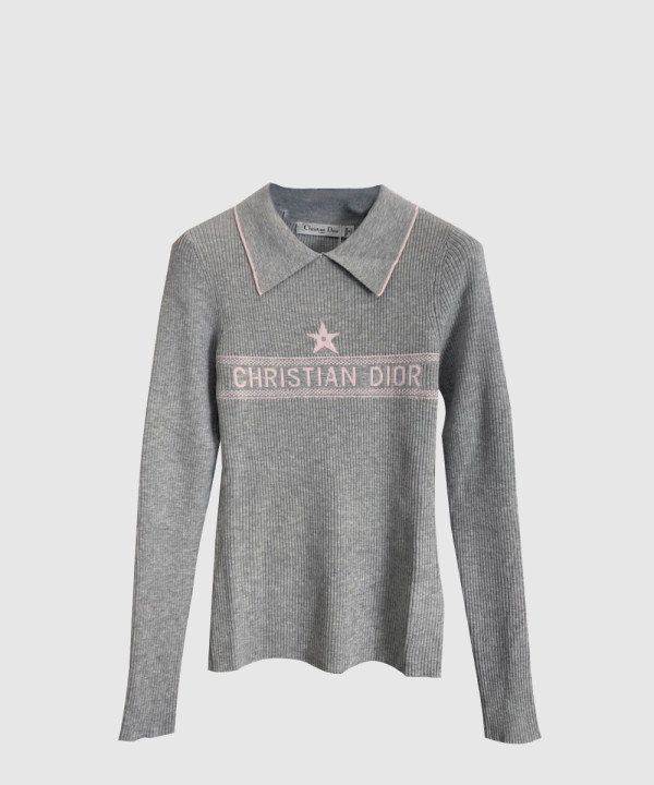 디올 프린트 니트 톱