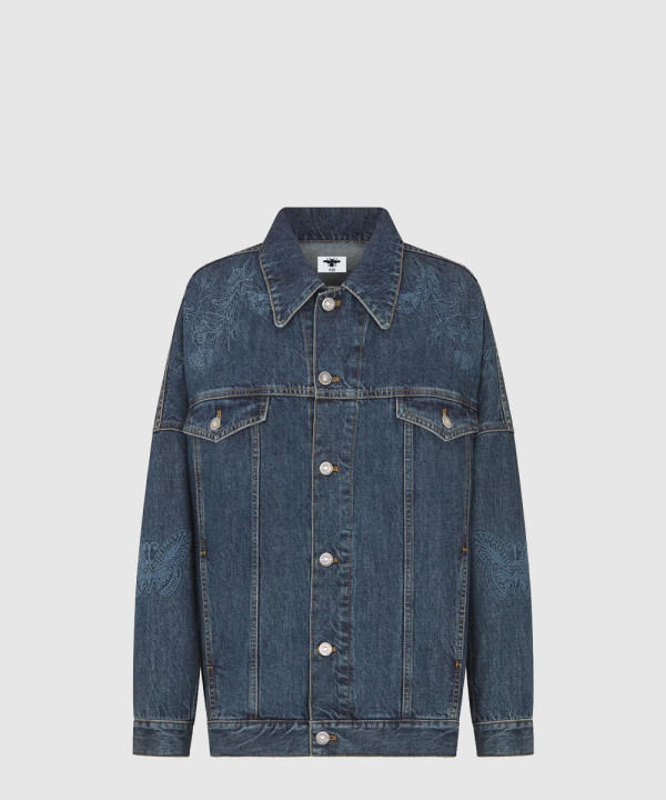 디올 로고 쇼트 데님 재킷