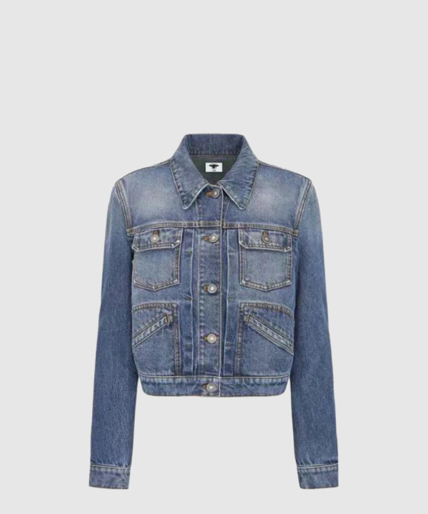 디올 로고 쇼트 데님 재킷
