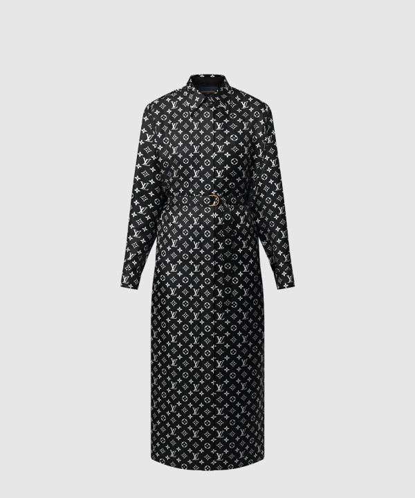 루이비통 모노그램 실크 셔츠 드레스