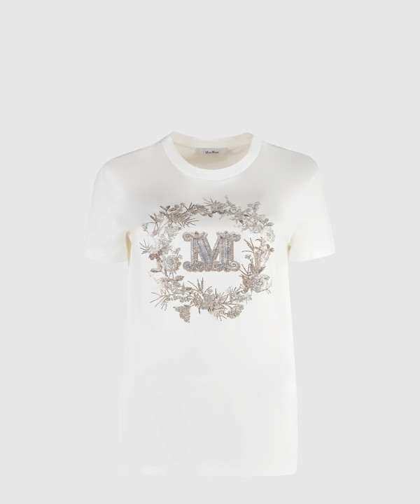 막스마라 로고 장식 크루넥 티셔츠