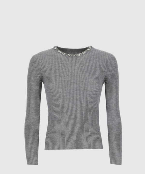 막스마라 크리스탈 자수 울 니트