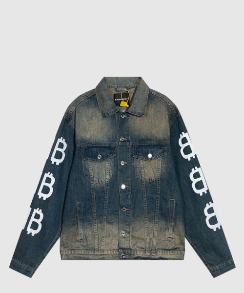 발렌시아가 로고 프린트 버튼 데님 재킷