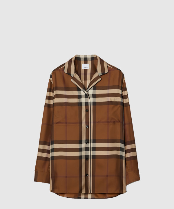 버버리 체크 실크 셔츠