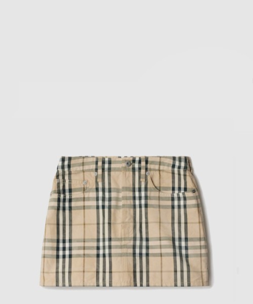버버리 체크 데님 미니 스커트