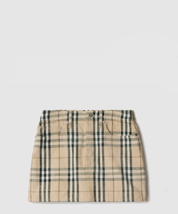버버리 체크 데님 미니 스커트