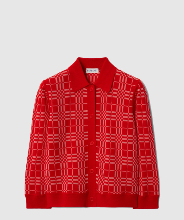 버버리 체크 울 블렌드 가디건