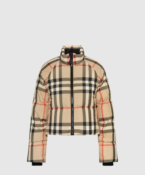 버버리 크롭 체크 퍼퍼 재킷