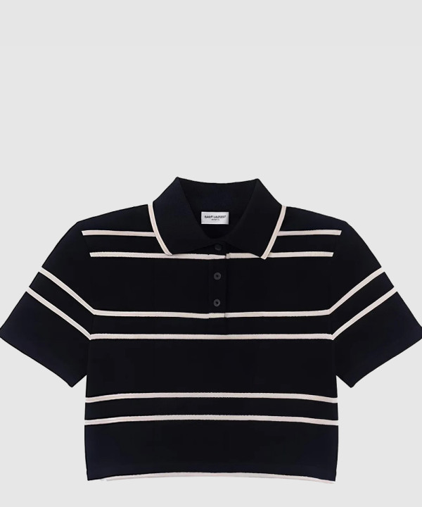 생로랑 스트라이프 로고 폴로셔츠 반팔