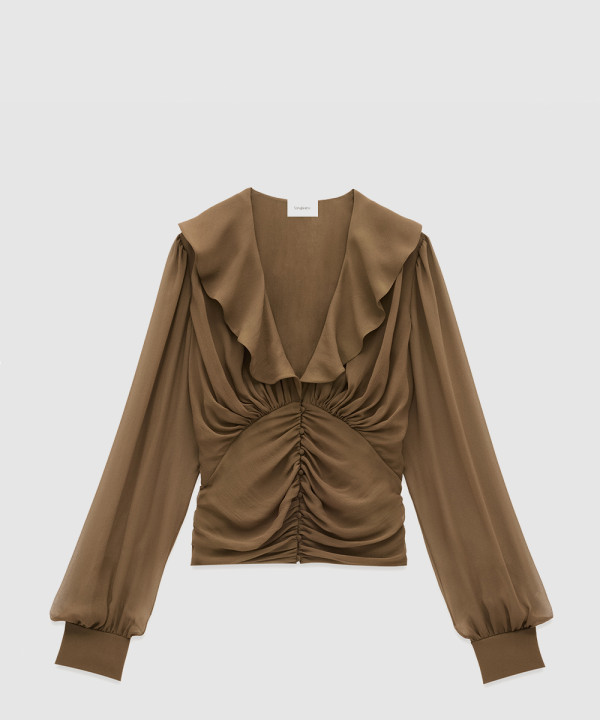 생로랑 실크 크레이프 모슬린 소재의 블라우스