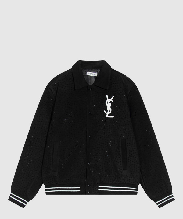 생로랑 로고 쇼트 코트